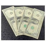 (4) 1964B $1 "Barr" FR Notes