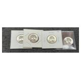 (4) Unc. Silver Quarters 1955-D, 58, 2-64