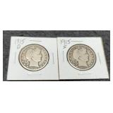 (2) 1915 Barber Half Dollar D&S