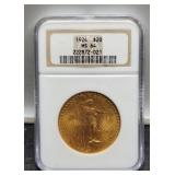 1924 Slab $20 Gold St. Guadens Double Eagle