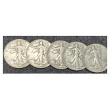 (5) 1943 W. Liberty Half Dollars