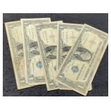 (5) 1957 $1 Silver Certificate Notes