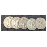 (5) 1944 W. Liberty Half Dollars
