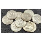 (10) 40% Silver K. Half Dollars