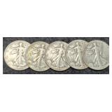 (5) 1941 W. Liberty Half Dollars