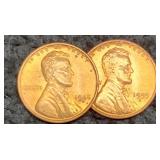 (2) Red MS L. Cents 1945-D, 1955-S