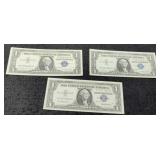 (3) 1957 $1 Silver Certificate Notes Unc.