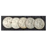 (5) 1942 W. Liberty Half Dollars