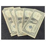 (5) 1957 $1 Silver Certificate Notes inc/ 1 Star