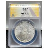 1878 Slab Morgan Dollar ANACS MS63 7TF