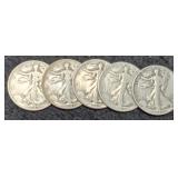 (5) 1943 W. Liberty Half Dollars