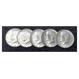 (5) 1964 K. Half Dollars Unc.