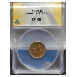 1858 SL Slab Flying Eagle Cent ANACS EF45