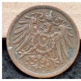 1916-D German Empire 2 Pfenning