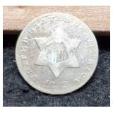 1852 Silver Three Cent