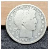 1907-D Barber Half Dollar