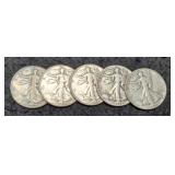 (5) 1944 W. Liberty Half Dollars