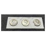 (3) 40% Silver K. Half Dollars: 2- 1967, 1969-D