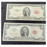 (2) $2 Red Seal Notes 1953B, 1963