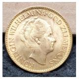 1932 Netherlands Gold 10 Gulden 90%/6.73 G BU