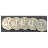 (5) 1941 W. Liberty Half Dollars
