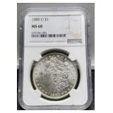 1880-O Slab Morgan Dollar NGC MS60