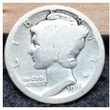 1916-D Mercury Dime G4 Solid Problem Free Coin w/