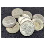 (10) 40% Silver K. Half Dollars