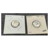 (2) BU Roosevelt Dimes 1948-S, 55-D