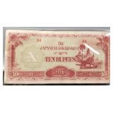 1942-45 Japan 10 Rupee Banknote Unc.