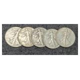 (5) 1944 W. Liberty Half Dollars