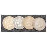 (4) Indian Head Cents 1893, 94, 96, 97
