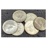 (6) 40% Silver K. Half Dollars