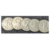 (5) 1944 W. Liberty Half Dollars
