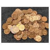 Lot w/ 115 L. Copper Cents 1959-1982 VF