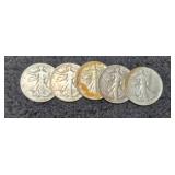 (5) 1941 W. Liberty Half Dollars