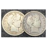(2) Barber Half Dollars 1900, 1915-S