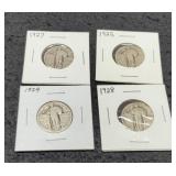 (4) Standing Liberty Quarters: 1925, 27, 28, 29