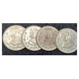 (4) Mexico 1 Peso 1957, 58, 59, 60