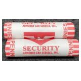 (2) Rolls 2009-D L. Cents BU "Log Cabin"