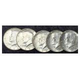 (5) 1964 K. Half Dollars Unc.
