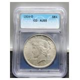 1934-D Slab Peace Dollar ICG AU55