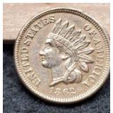 1862 Indian Head Cent XF Full Liberty