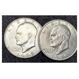 (2) Ike Dollars 1971-D, 72-D AU