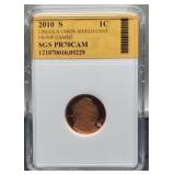 2010-S Slab Proof L. Cent SGS PR70 CAM