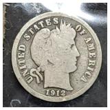 1912 Barber Silver Dime