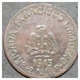 Rare 1915 Mexican Revolutionary 20 Centavos Coin