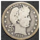 1910 Barber Silver Quarter