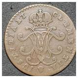 1759 Duchy of Luxembourg 1 Liard Copper Coin