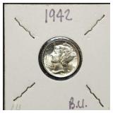 1942 Mercury Silver Dime Gem BU Nice